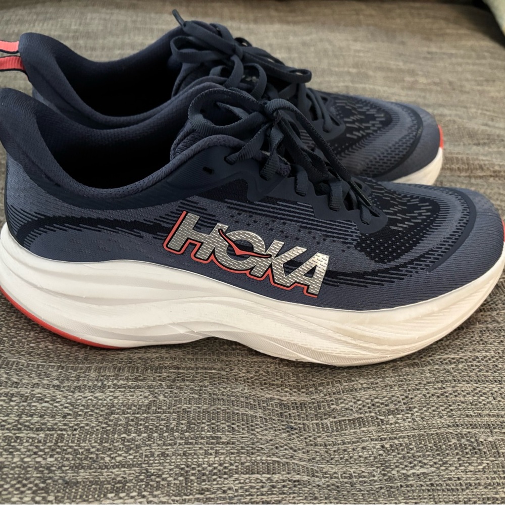 Hoka Navy and White Athletic Shoes